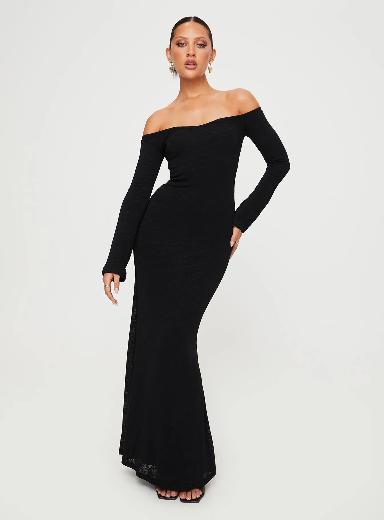 Korey Off The Shoulder Maxi Dress Black sold by Princess Polly product image thumbnail 3