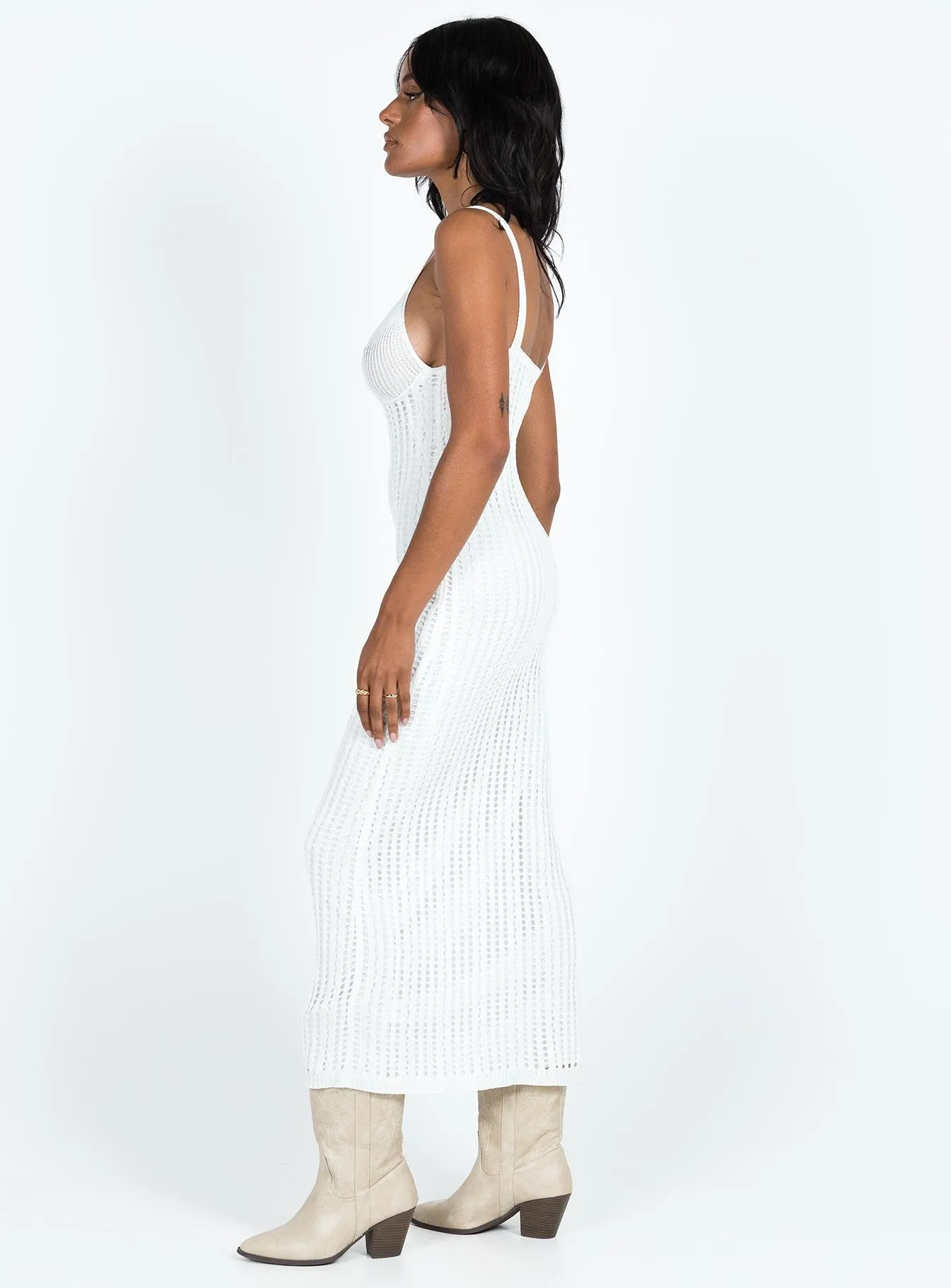 Francie Knit Midi Dress White sold by Princess Polly product image thumbnail 4