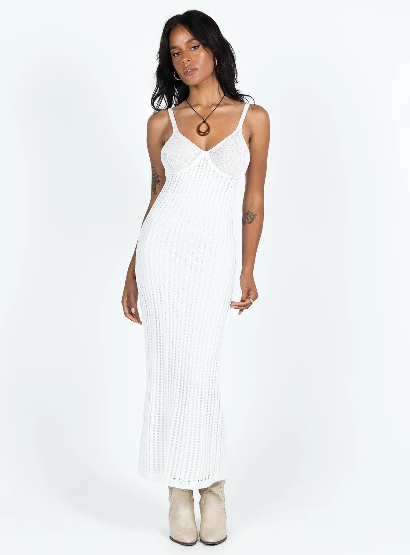 Francie Knit Midi Dress White sold by Princess Polly product image thumbnail 2