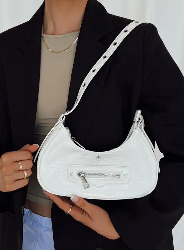 Peta & Jain Moto White Croc sold by Princess Polly