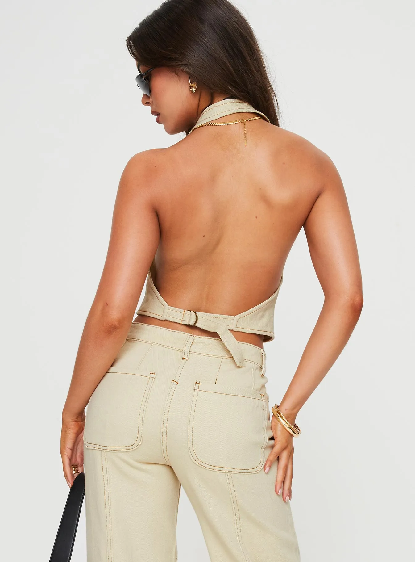 Je Suis Halter Top Ecru sold by Princess Polly product image thumbnail 5