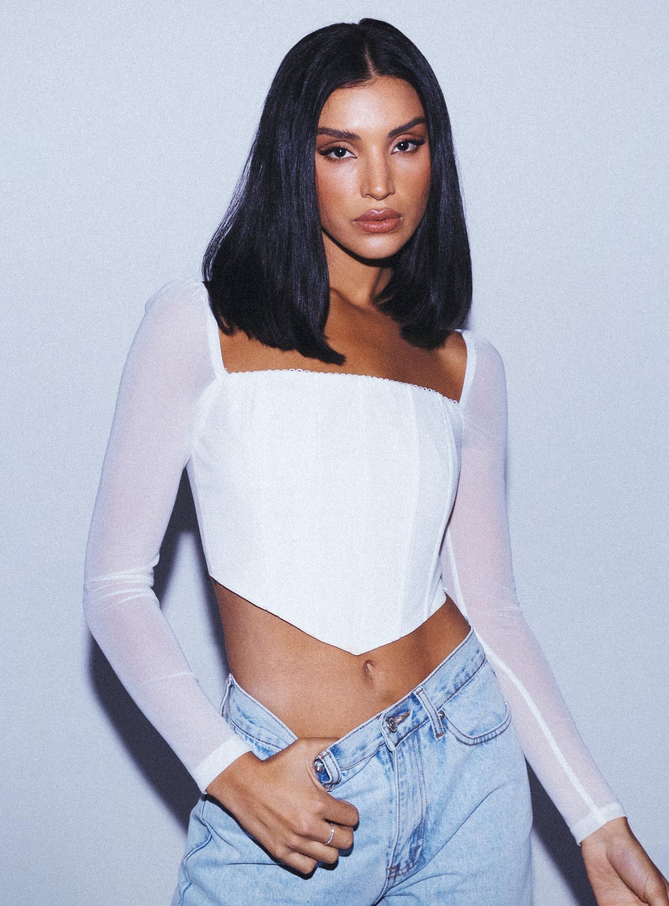 Beverly Long Sleeve Top White sold by Princess Polly