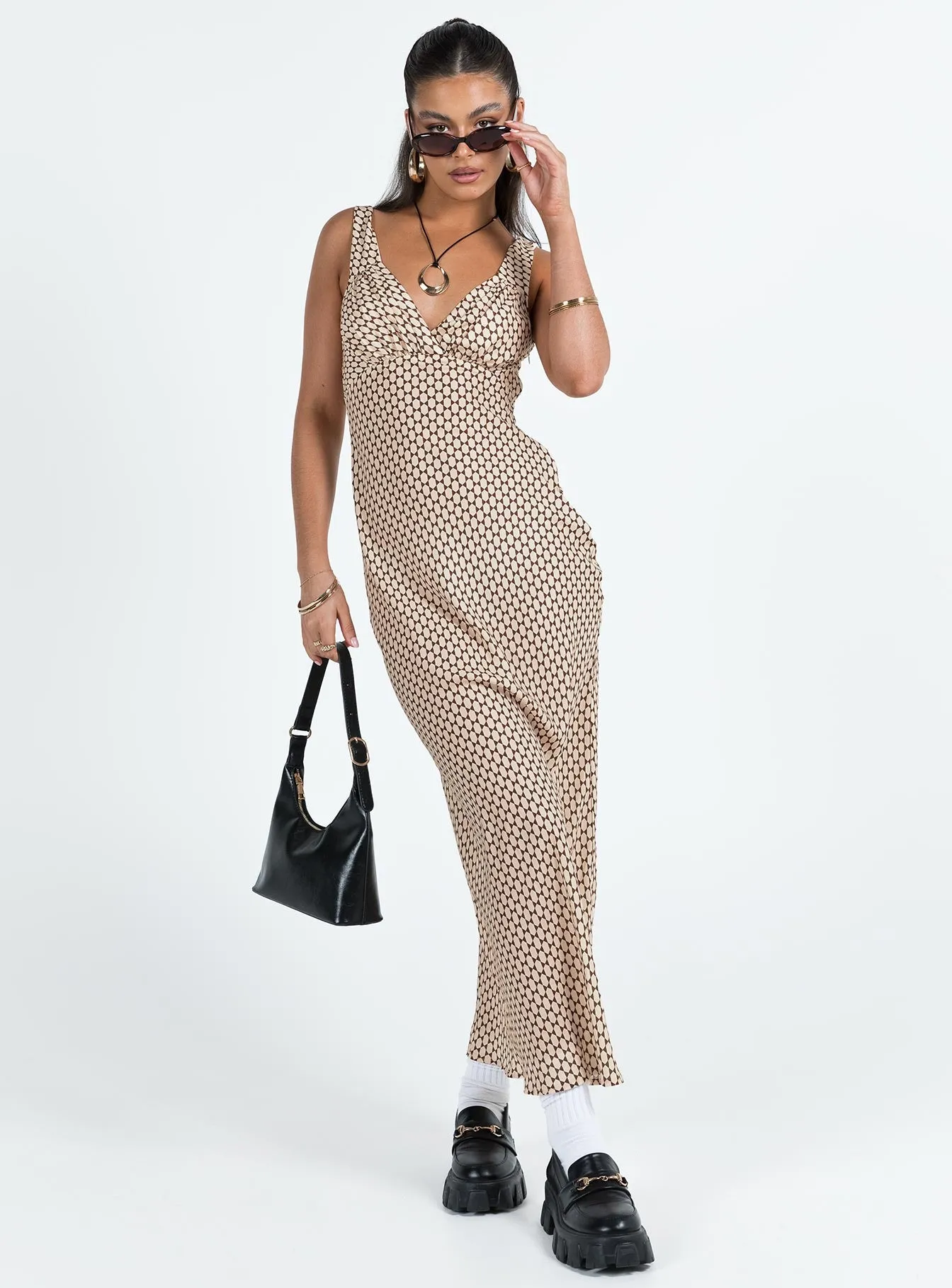 maysa geo maxi dress beige Mew Mews Tasso Halterneck Flower Sequin Maxi Dress In Beige main image 1