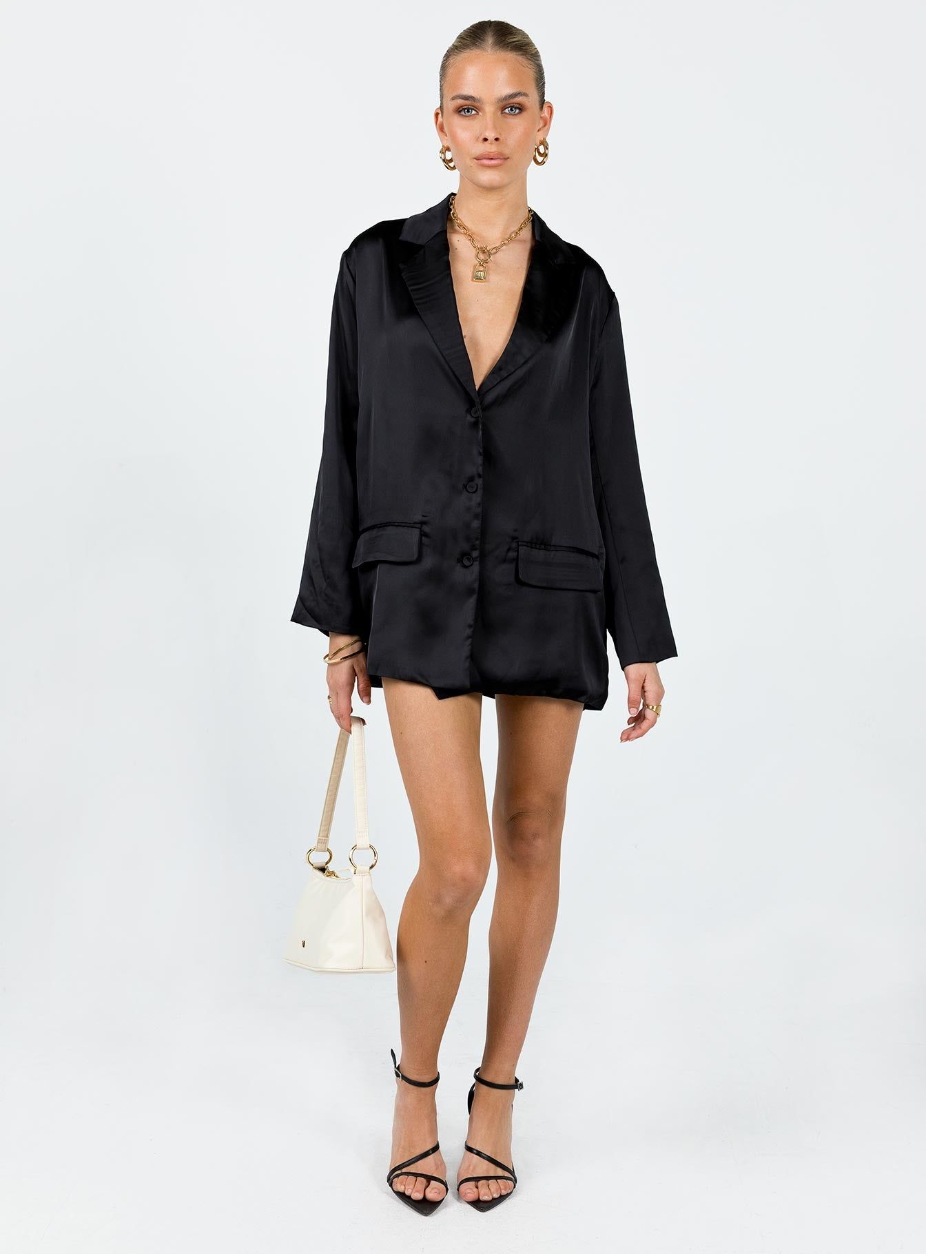 Toddy Satin Blazer Black sold by Princess Polly product image thumbnail 3