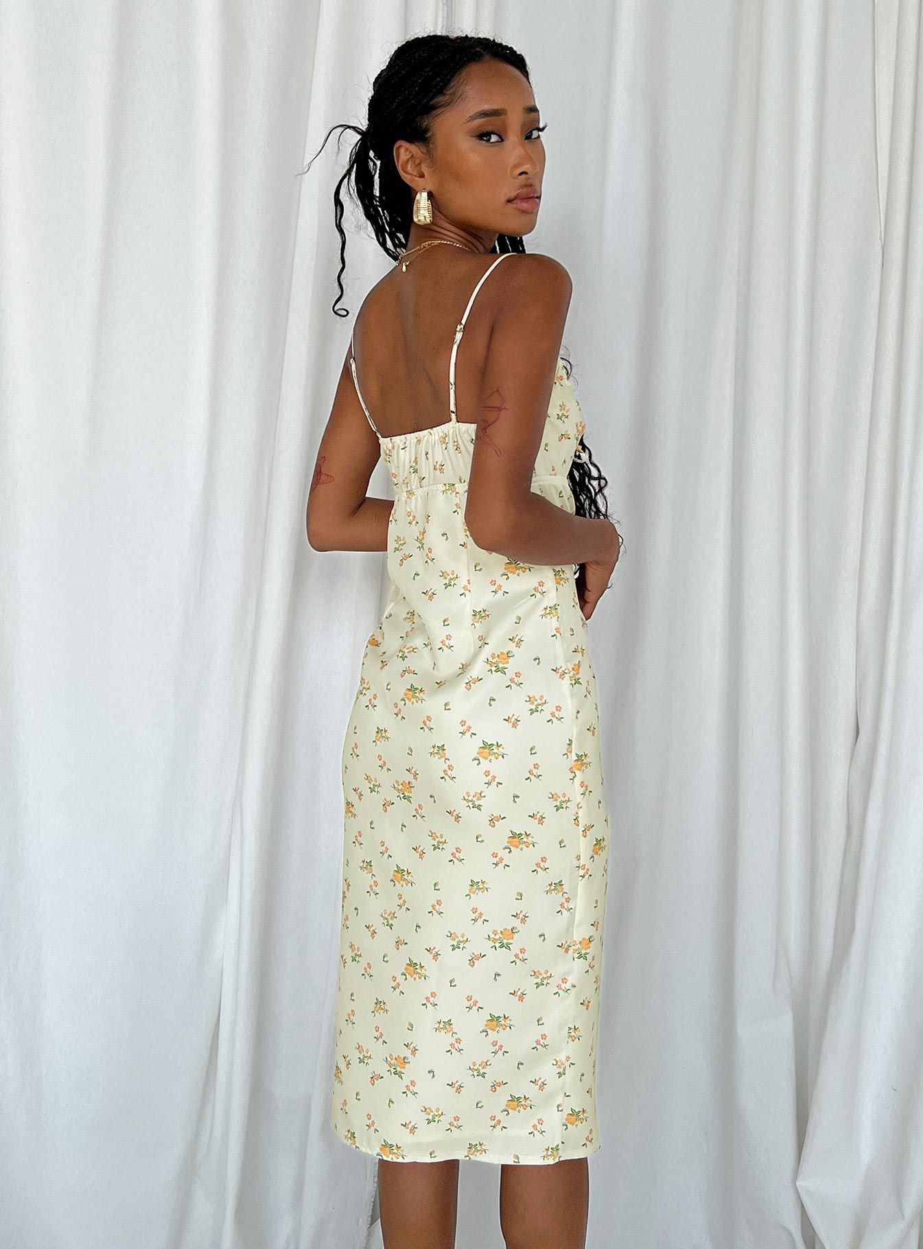 Noda Midi Dress Yellow Floral sold by Princess Polly product image thumbnail 4