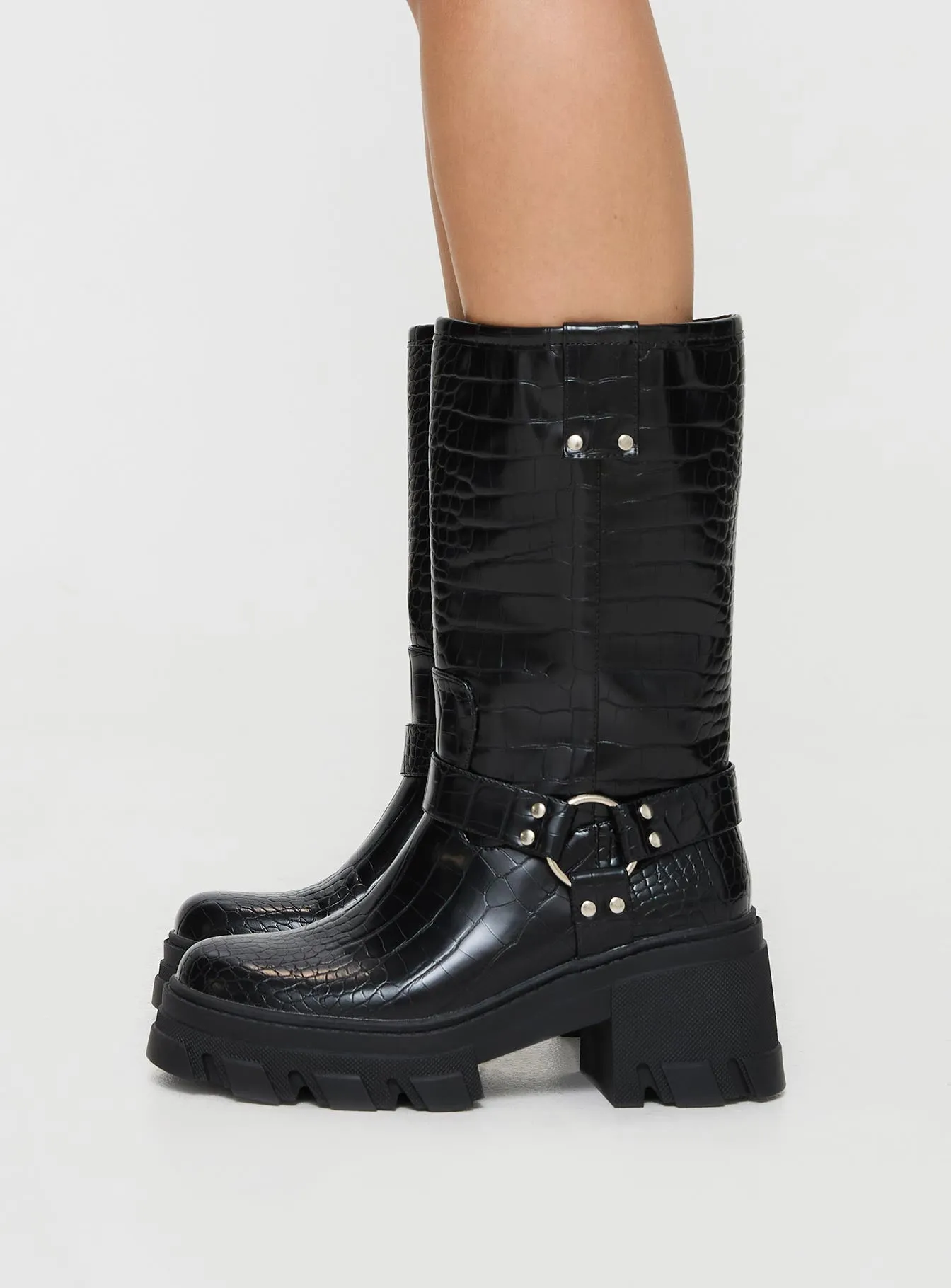 Boyfriend Boots Black Croc sold by Princess Polly product image thumbnail 3
