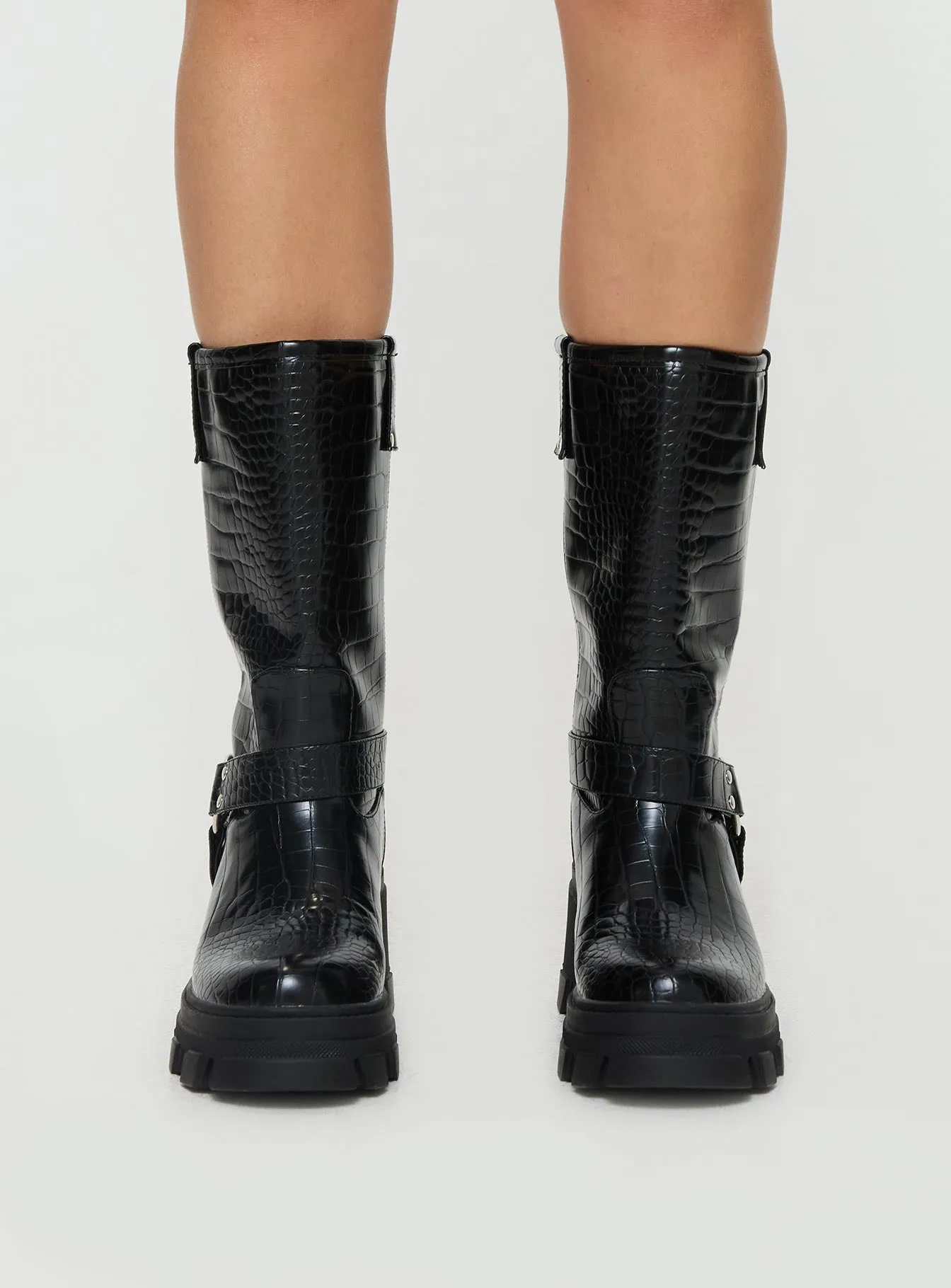 Boyfriend Boots Black Croc sold by Princess Polly product image thumbnail 2