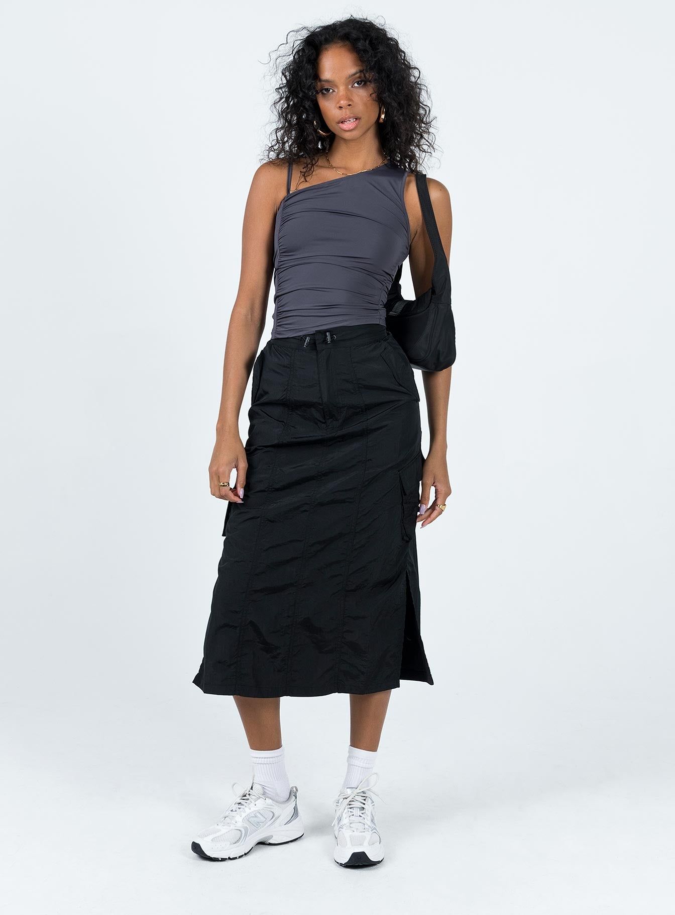Diviney Parachute Midi Skirt Black sold by Princess Polly product image thumbnail 3