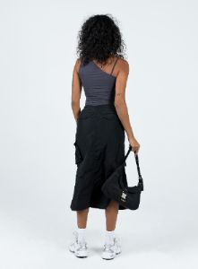 Diviney Parachute Midi Skirt Black sold by Princess Polly