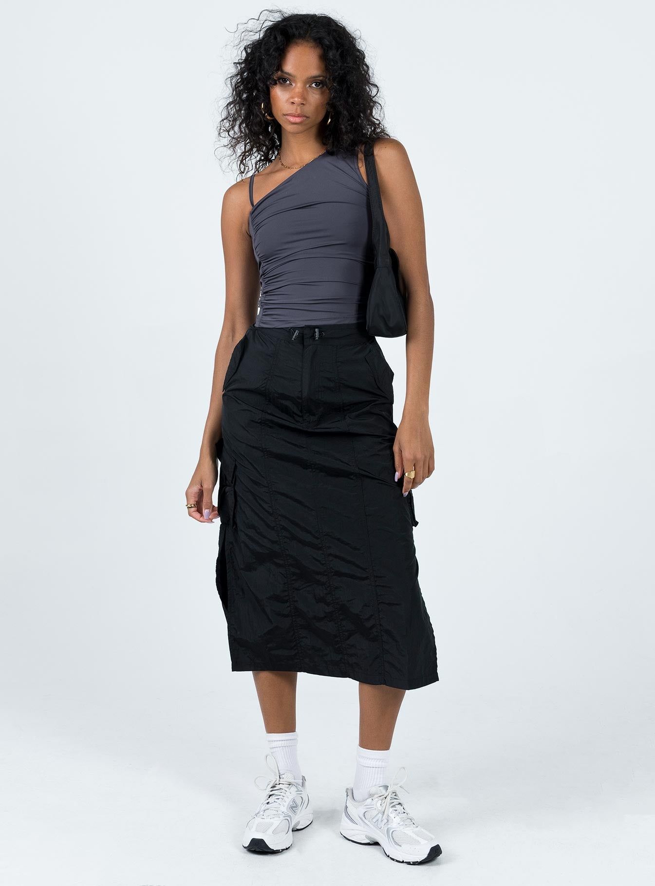 Diviney Parachute Midi Skirt Black sold by Princess Polly product image thumbnail 2