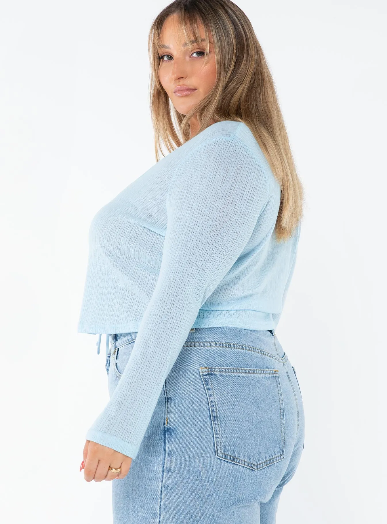 Barbaro Long Sleeve Top Blue Curve sold by Princess Polly product image thumbnail 4