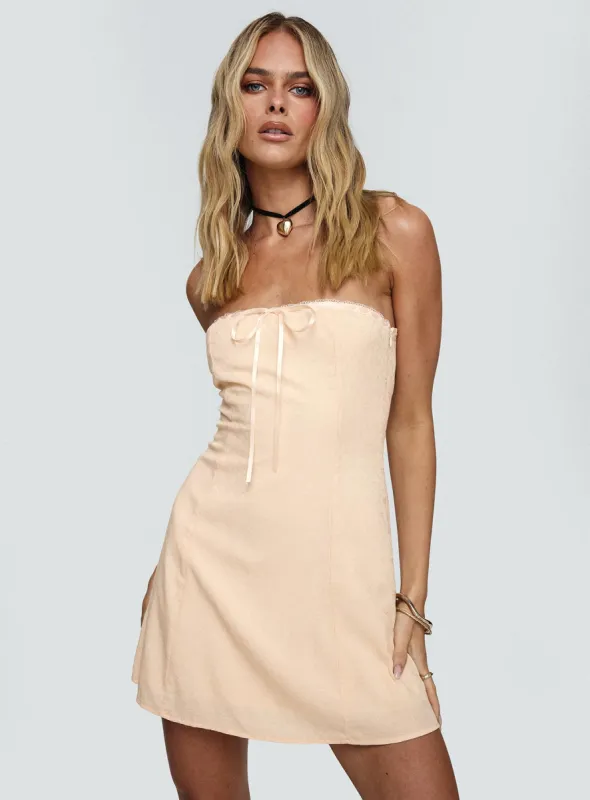 Orange County Mini Dress Peach sold by Princess Polly