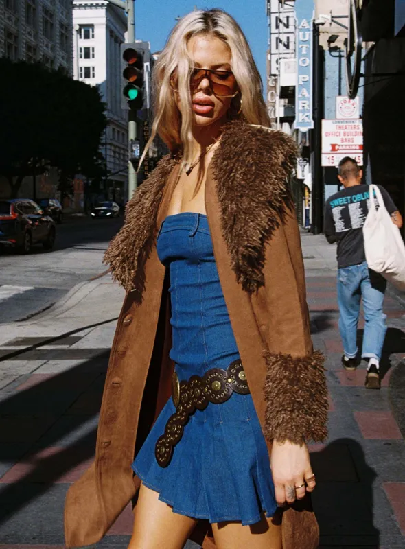 After Party Shearling Jacket Brown sold by Princess Polly