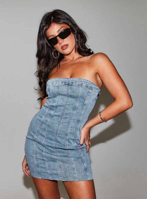 Houser Mini Dress Denim Petite sold by Princess Polly