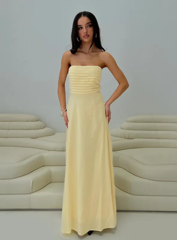 Anamaria Strapless Maxi Dress Lemon sold by Princess Polly