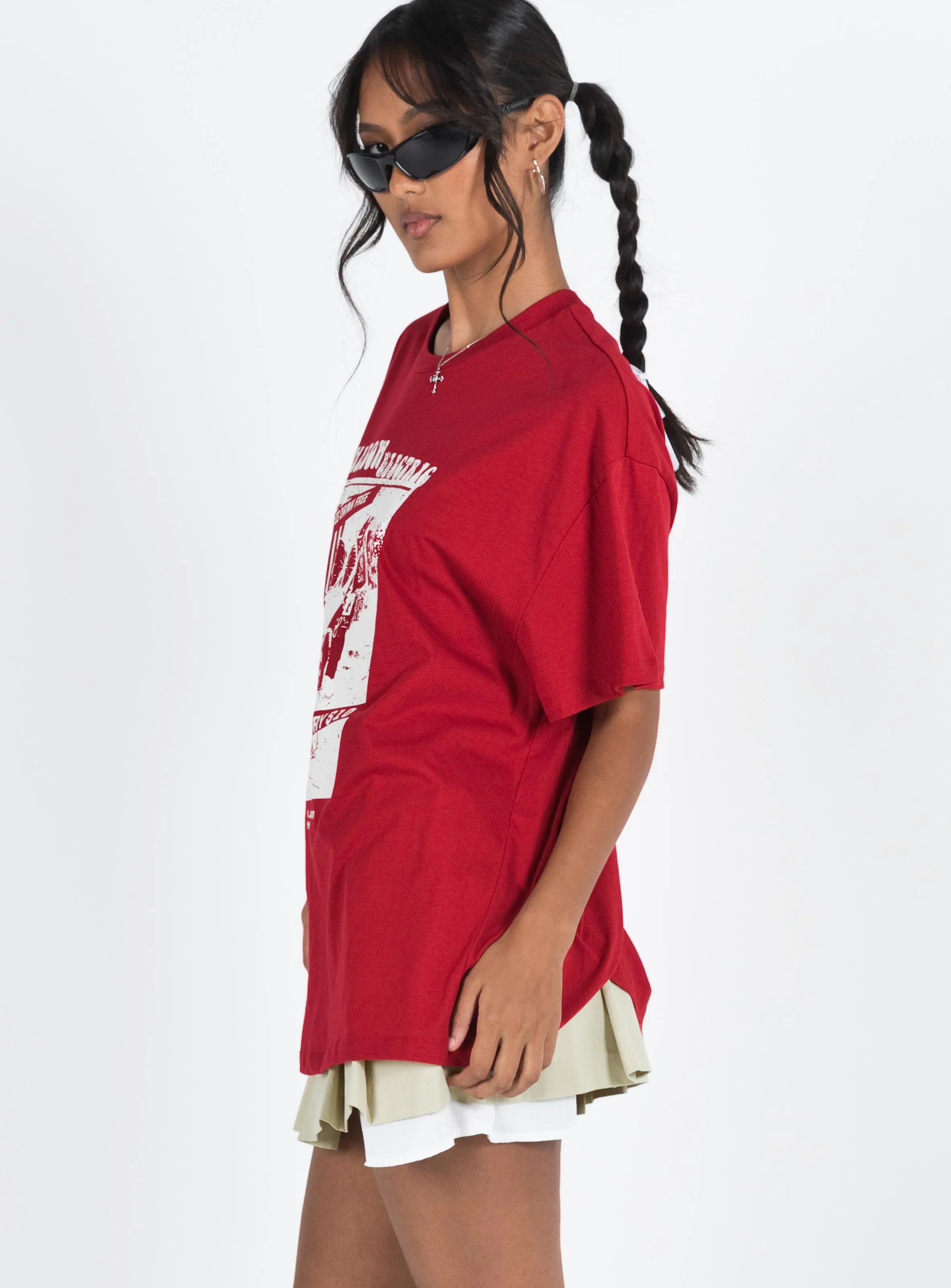Tickets Oversized Tee Red sold by Princess Polly product image thumbnail 4