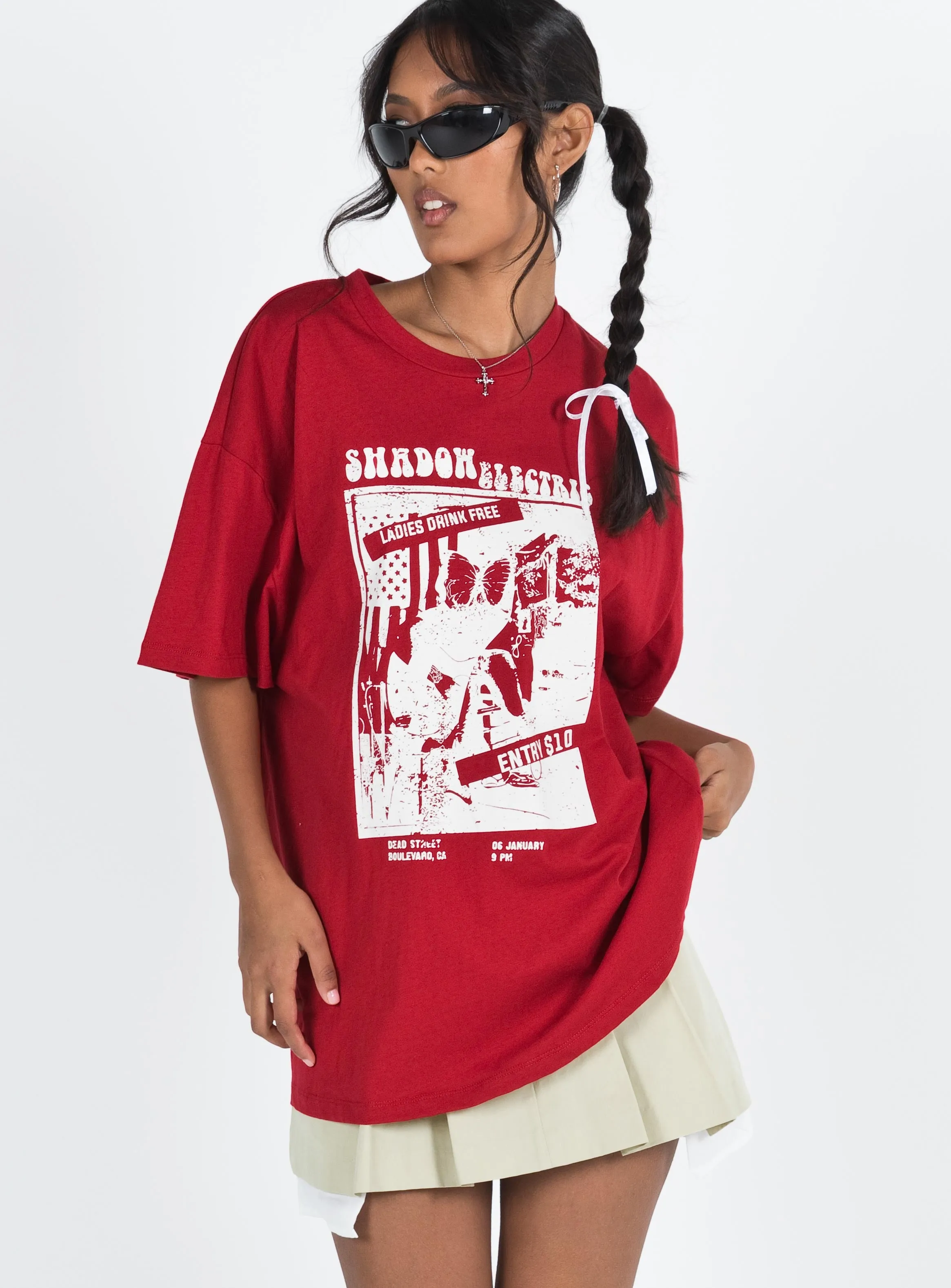 Tickets Oversized Tee Red sold by Princess Polly product image thumbnail 2