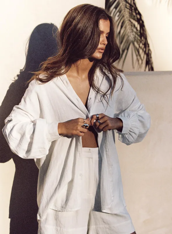 Hyland Linen Blend Shirt White sold by Princess Polly