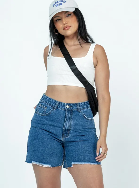 The Lara Denim Shorts Dark Wash Denim sold by Princess Polly