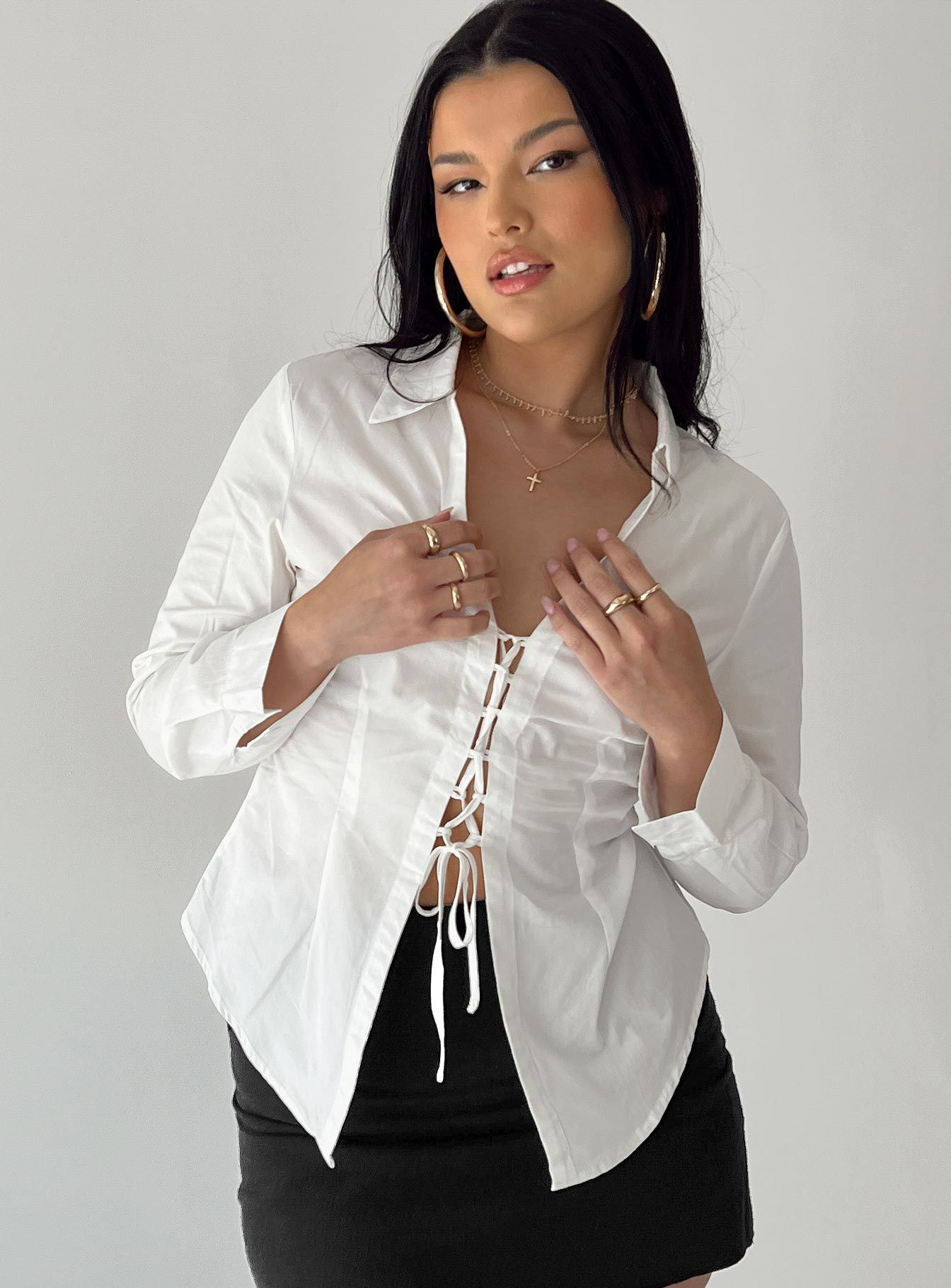 Bicton Shirt White sold by Princess Polly