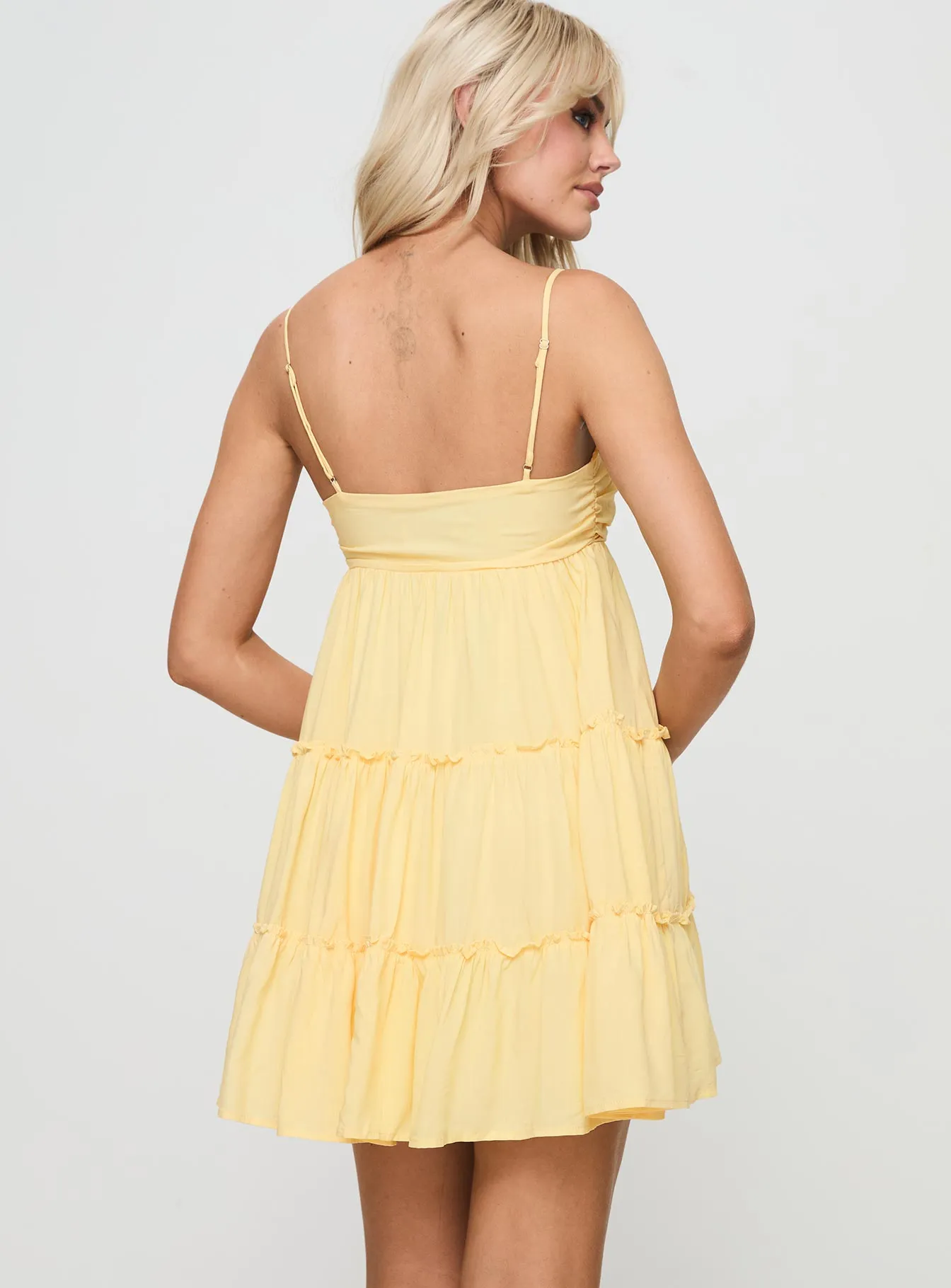 Knotti Mini Dress Yellow sold by Princess Polly product image thumbnail 4