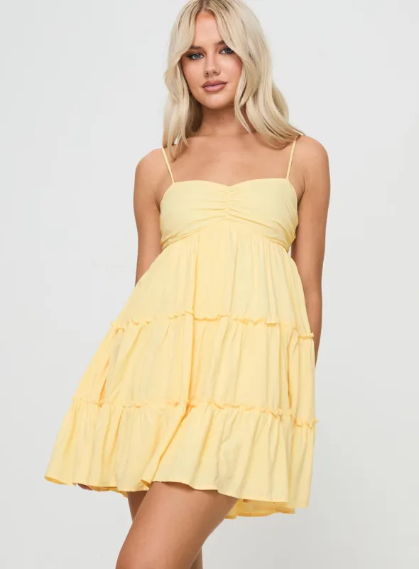 Knotti Mini Dress Yellow sold by Princess Polly