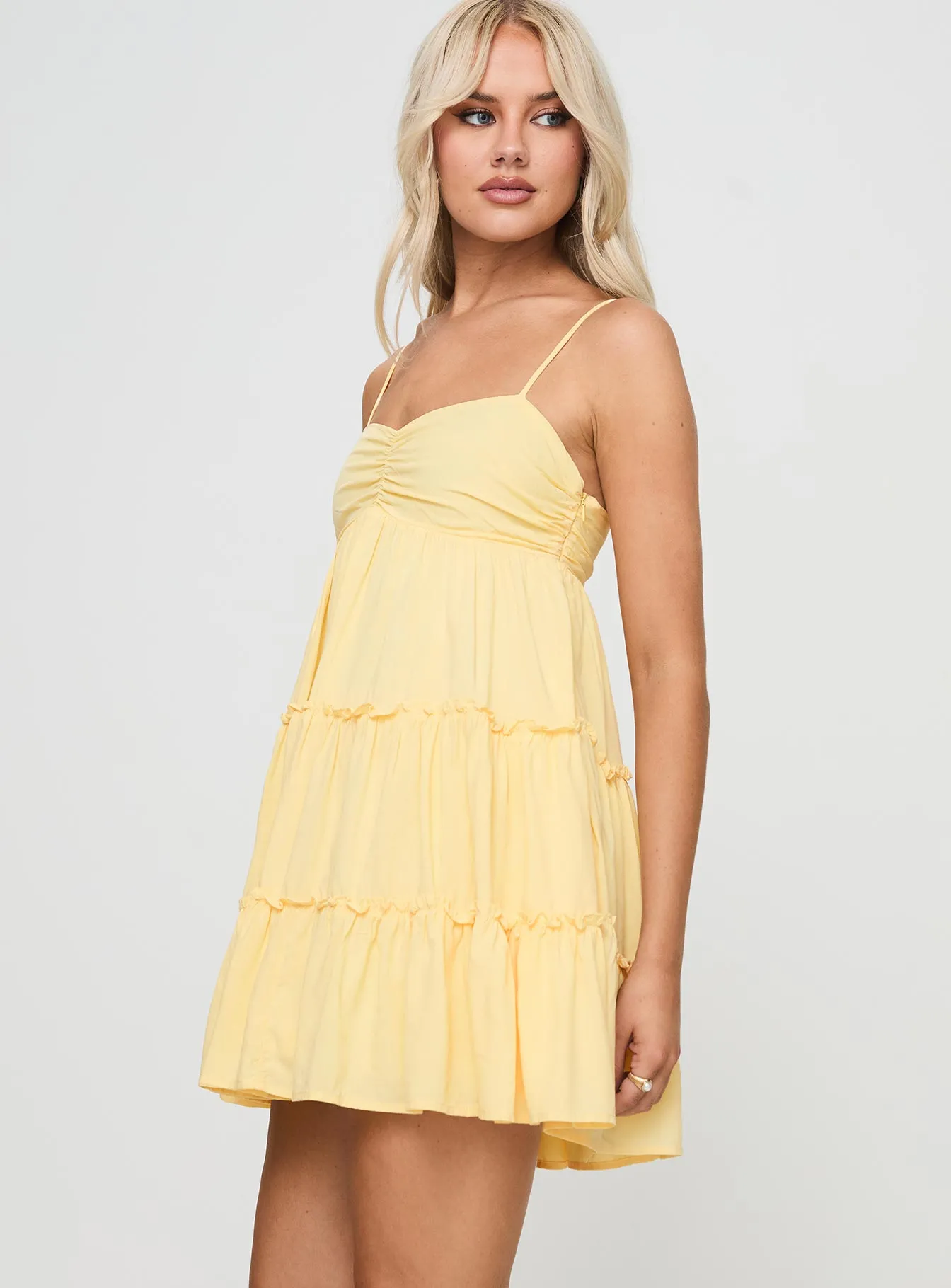 Knotti Mini Dress Yellow sold by Princess Polly product image thumbnail 3