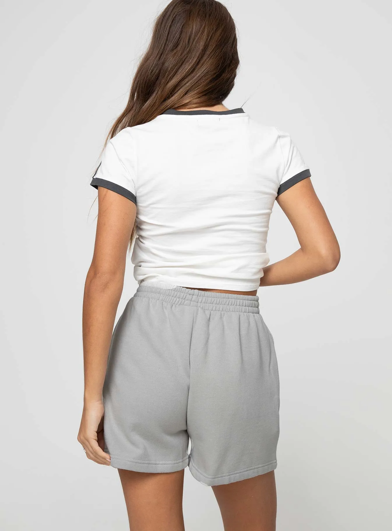 Princess Polly Track Shorts Cursive Text Grey / Blue sold by Princess Polly product image thumbnail 5