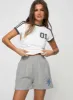 Princess Polly Track Shorts Cursive Text Grey / Blue sold by Princess Polly