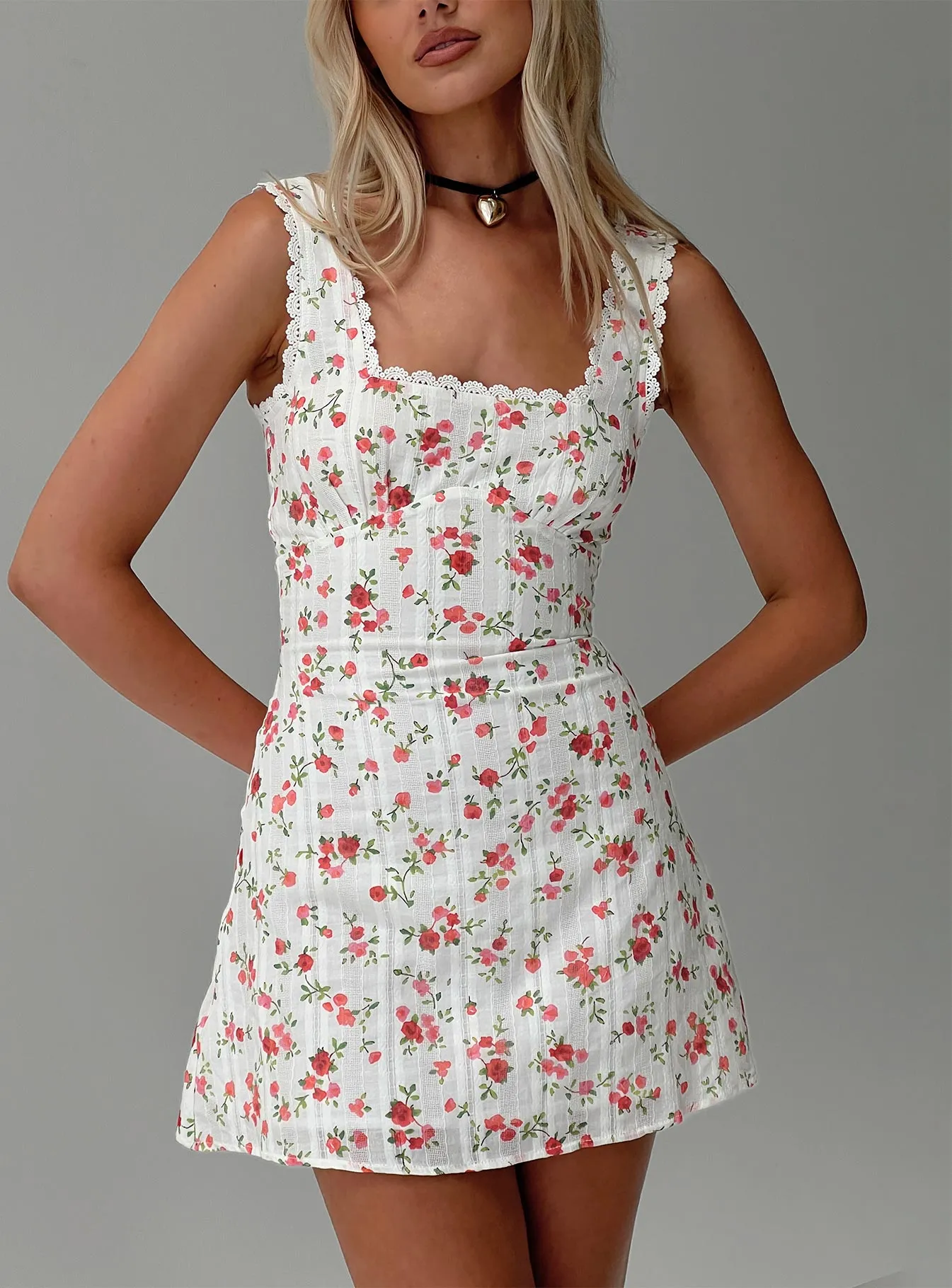 Dasha Mini Dress White Floral Tall sold by Princess Polly