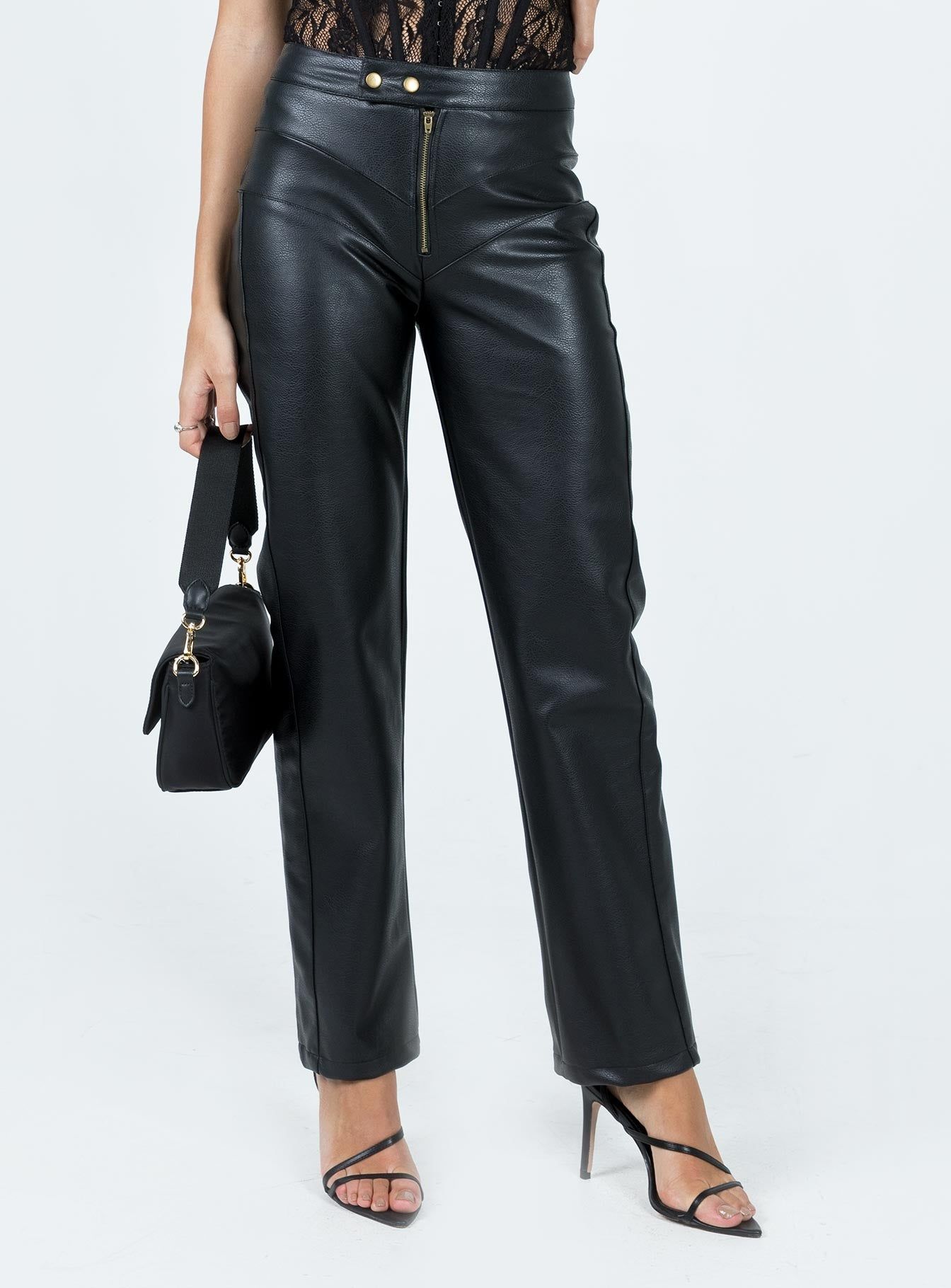 Clipper PU Pants Black sold by Princess Polly
