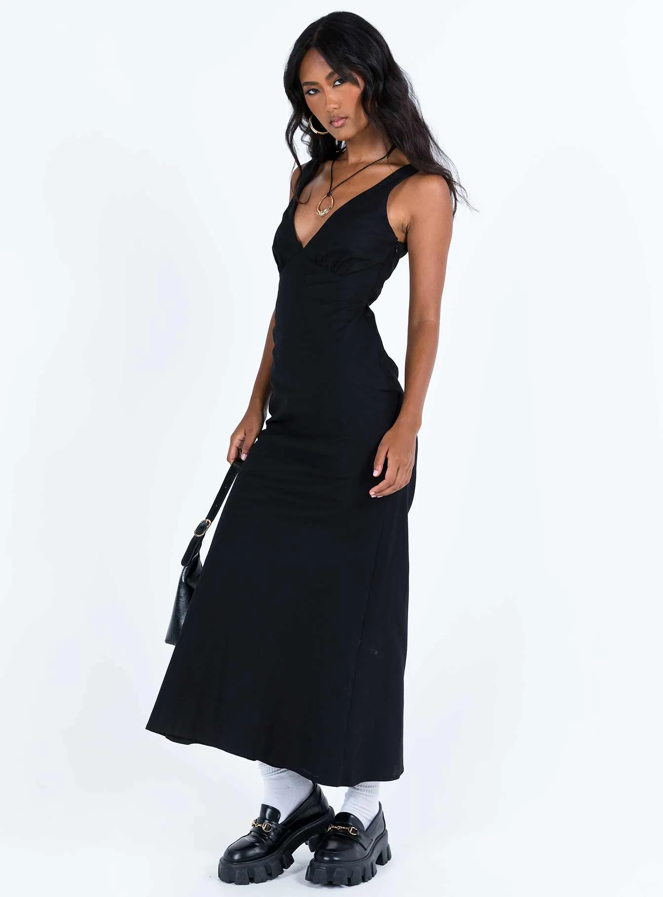 Nellie Maxi Dress Black Linen sold by Princess Polly product image thumbnail 4