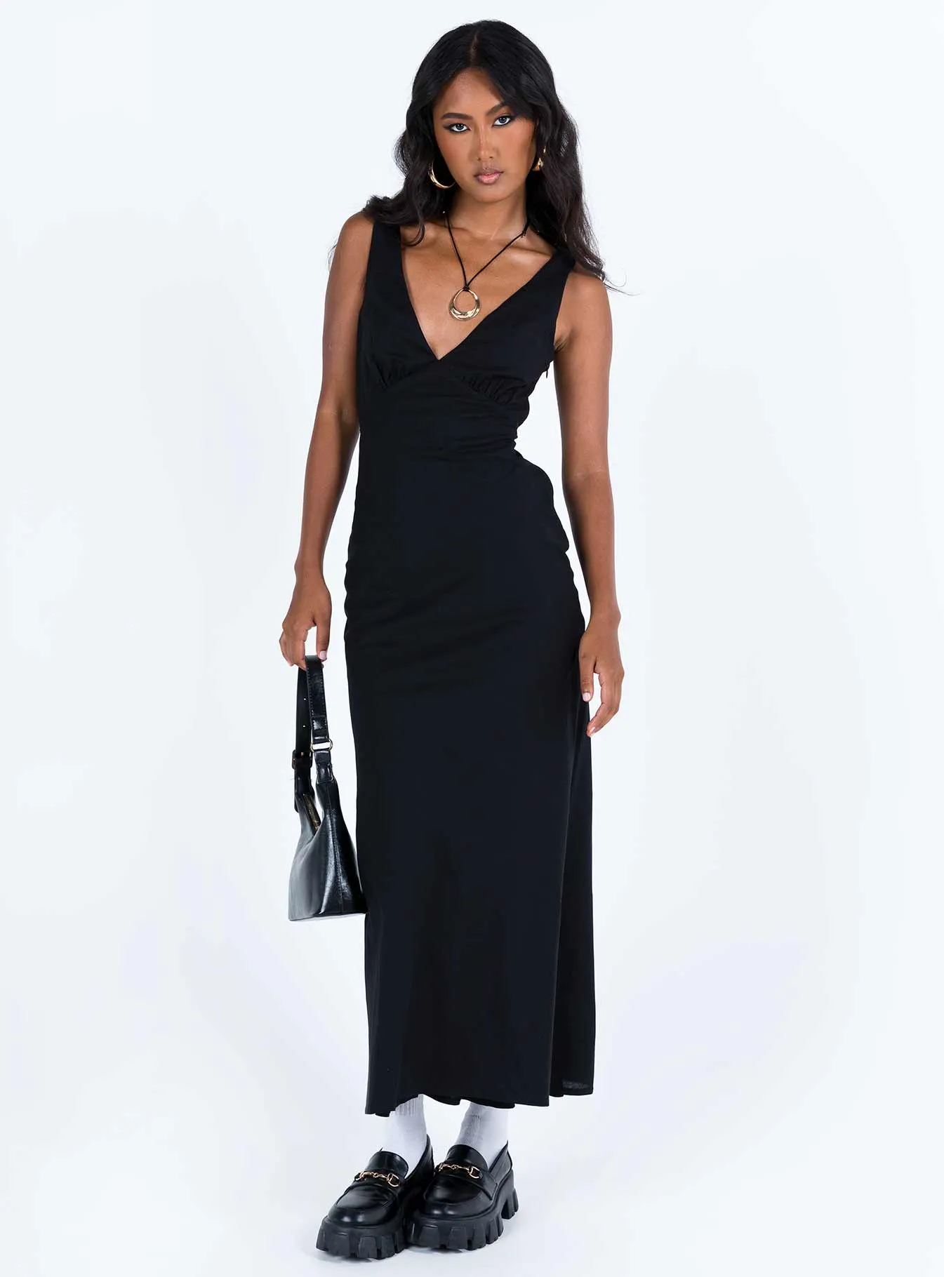 Nellie Maxi Dress Black Linen sold by Princess Polly product image thumbnail 2
