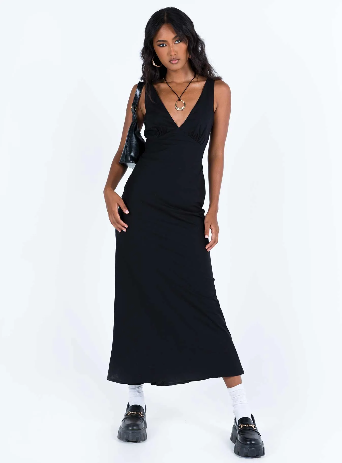 Nellie Maxi Dress Black Linen sold by Princess Polly product image thumbnail 3