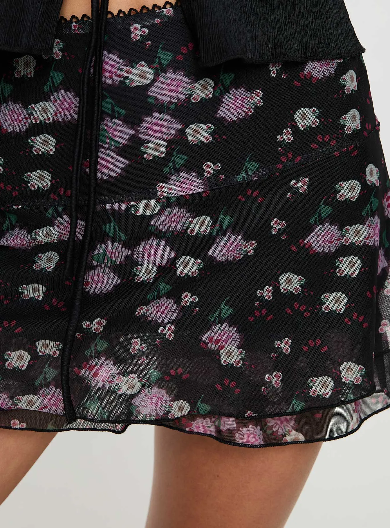 Sunny Skies Mini Skirt Black Floral sold by Princess Polly product image thumbnail 5