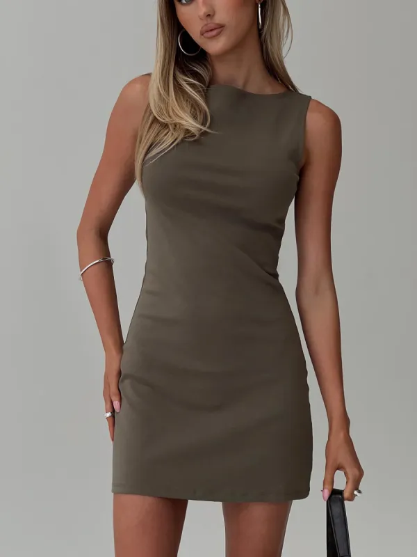 Zimmie Mini Dress Charcoal sold by Princess Polly