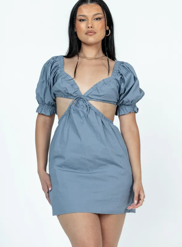 Shantel Mini Dress Blue sold by Princess Polly