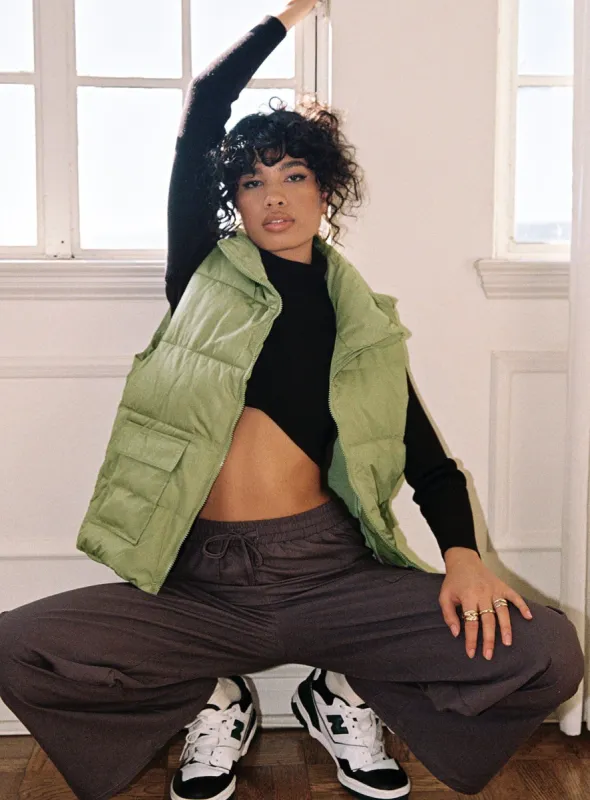 Rowan Vest Khaki sold by Princess Polly