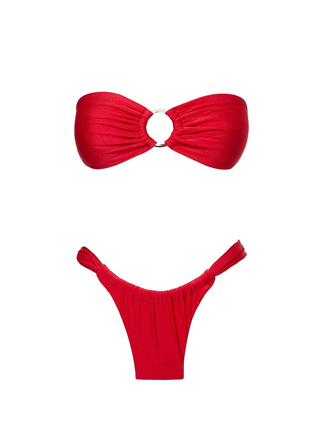 Janea High Cut Ruched Bikini Bottoms Red sold by Princess Polly product image thumbnail 5