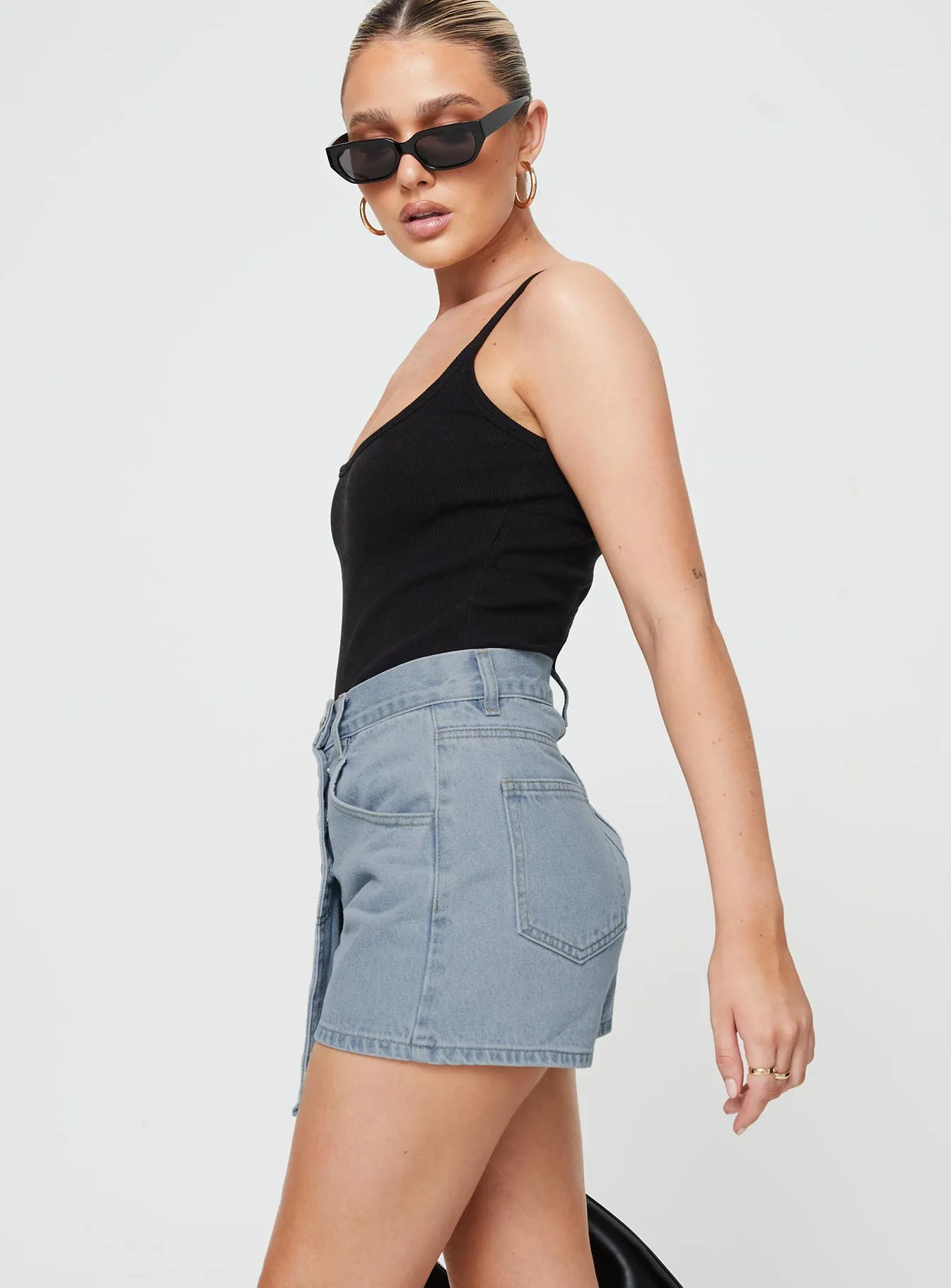 Merthyr Denim Skort Mid Wash sold by Princess Polly product image thumbnail 3