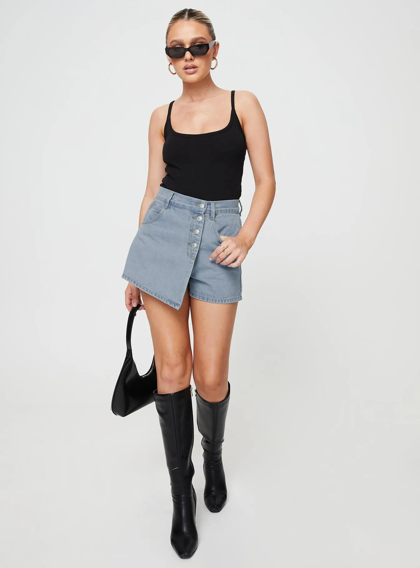 Merthyr Denim Skort Mid Wash sold by Princess Polly product image thumbnail 2