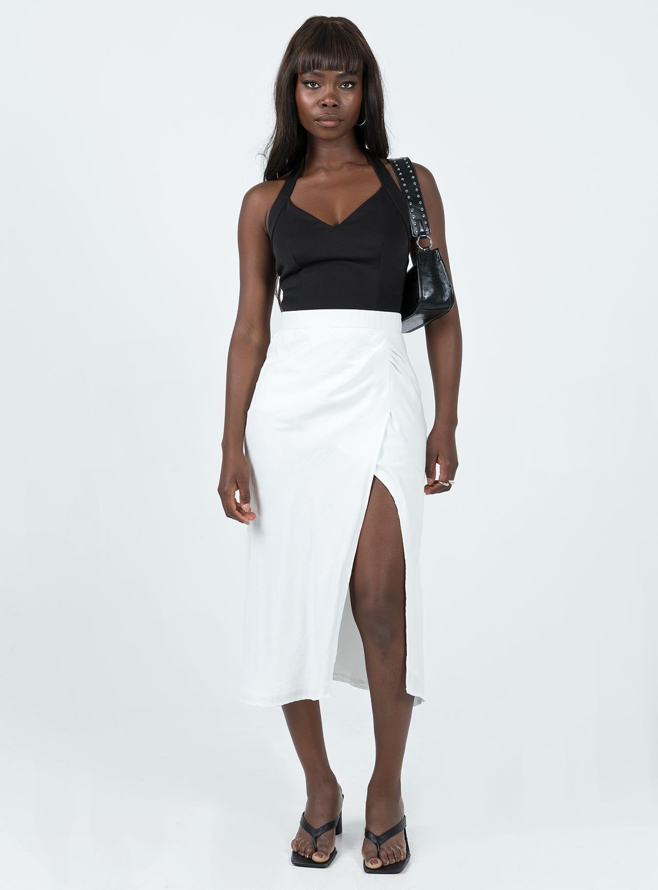 Mabel Midi Skirt White White sold by Princess Polly
