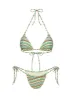 Jenner Triangle Bikini Top Green Stripe sold by Princess Polly