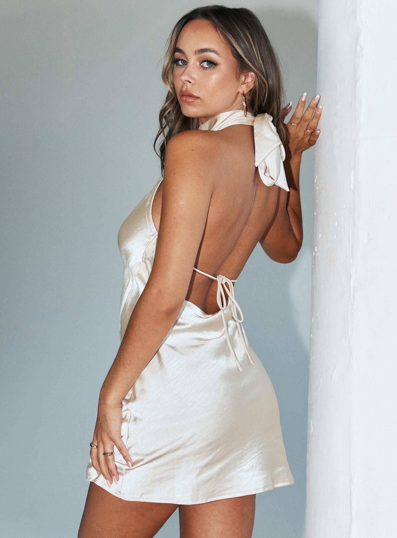 Judy Mini Dress Champagne sold by Princess Polly product image thumbnail 4