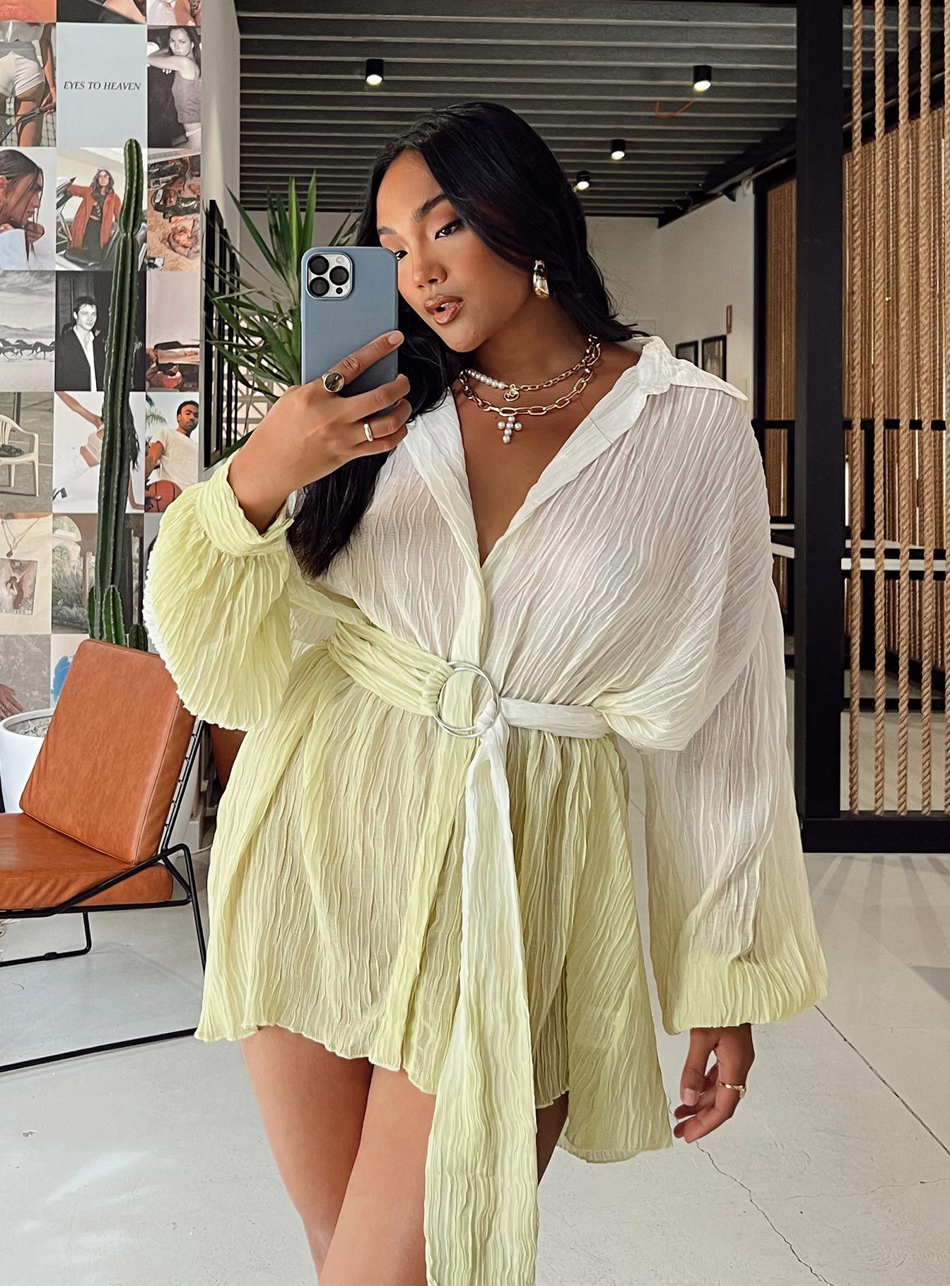 Tune In Shirt Dress Green sold by Princess Polly