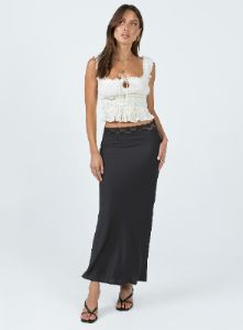 The Charmaine Maxi Skirt Black sold by Princess Polly