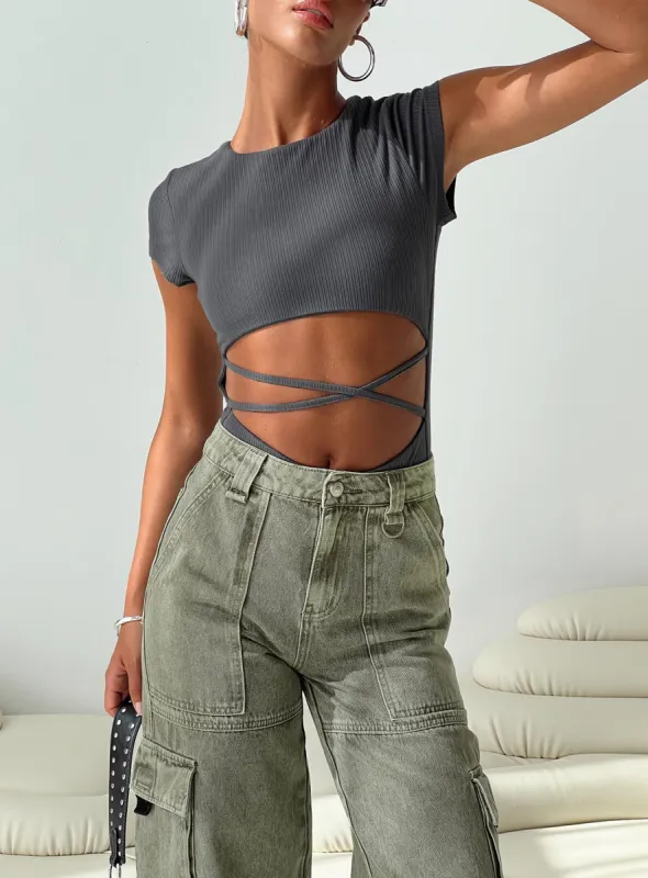 Nicola Bodysuit Slate sold by Princess Polly