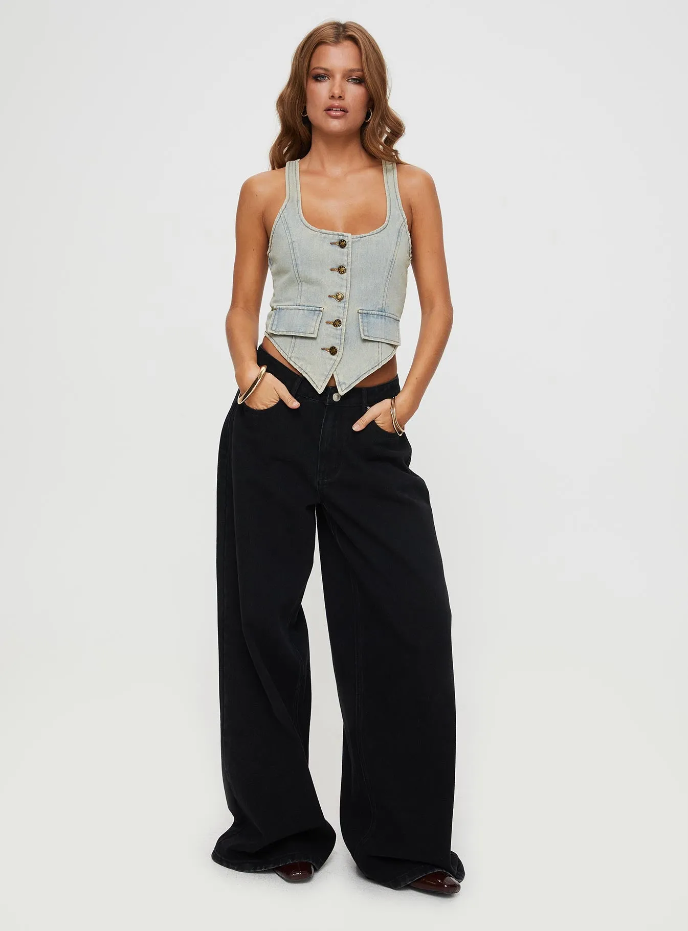 Nyc Denim Halter Top Light Wash sold by Princess Polly product image thumbnail 3