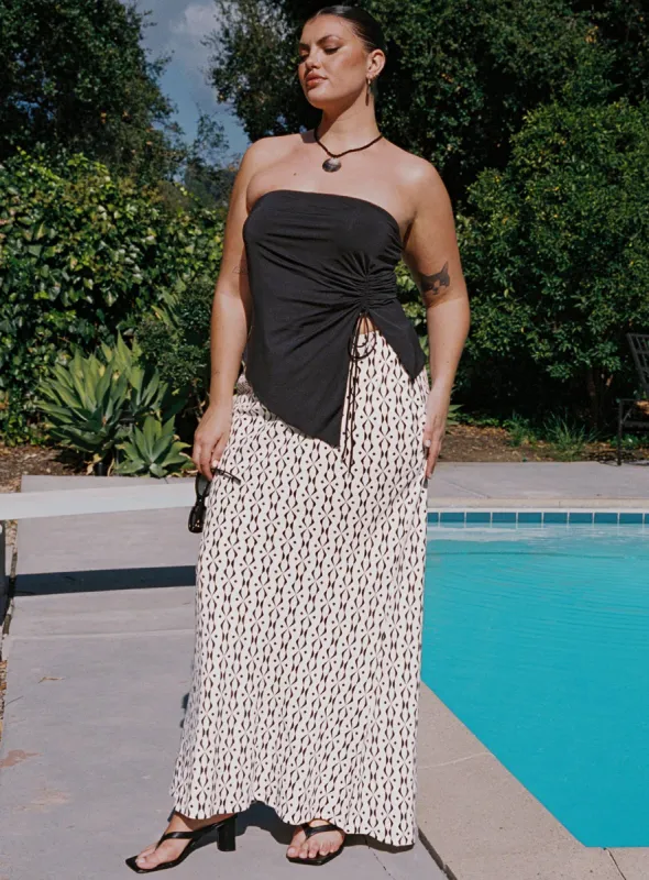 Mercer Linen Blend Maxi Skirt Black / White Curve sold by Princess Polly