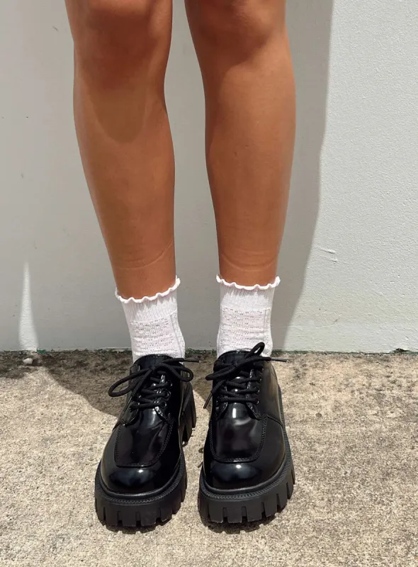 Josephine Lace Up Loafers Black sold by Princess Polly